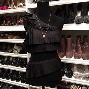 Black One Shoulder Ruffle Top